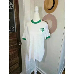 Vtg Screen Stars Team Work 90s Ply Gem Men's Size XL Green and White T-Shirt
